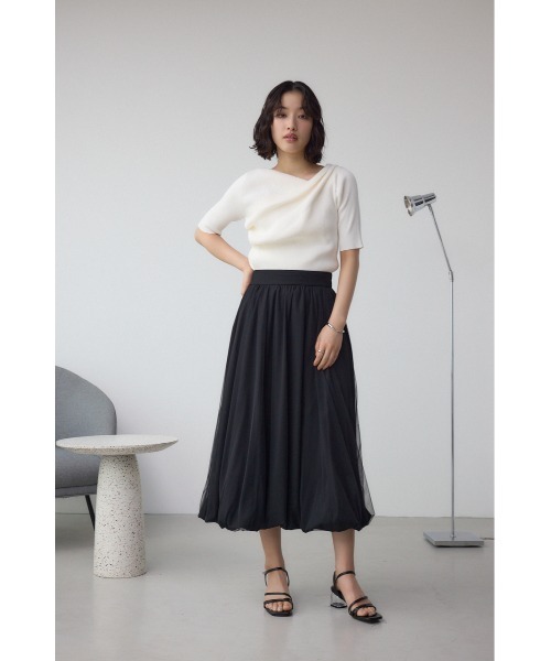 AZUL by moussy(アズールバイマウジー)の「チュールレイヤードバルーンスカート(スカート・レディース・アイボリー/ブラック/ブラック系その他・FREE)」の7枚目の写真