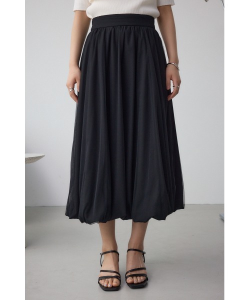 AZUL by moussy(アズールバイマウジー)の「チュールレイヤードバルーンスカート(スカート・レディース・アイボリー/ブラック/ブラック系その他・FREE)」の6枚目の写真