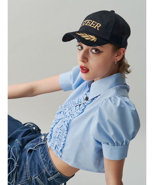 jouetie(ジュエティ)の「クロップドフリルブラウス(シャツ/ブラウス・レディース・ブラック/ブルー/オフホワイト・MEDIUM)」の15枚目の写真