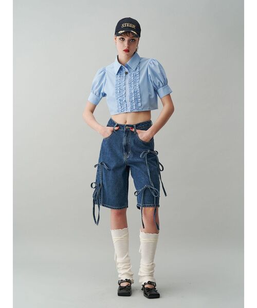 jouetie(ジュエティ)の「クロップドフリルブラウス(シャツ/ブラウス・レディース・ブラック/ブルー/オフホワイト・MEDIUM)」の17枚目の写真