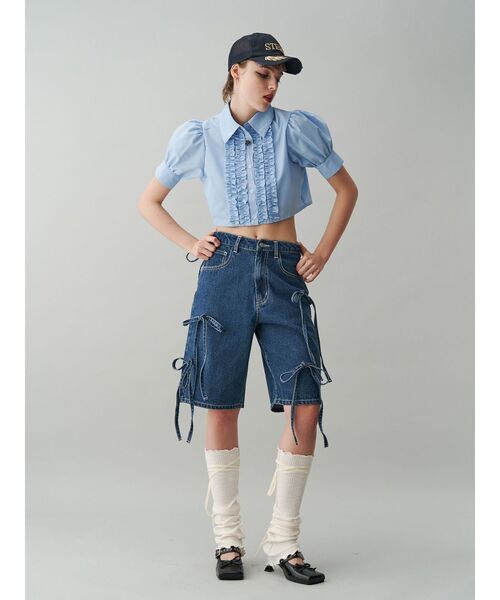 jouetie(ジュエティ)の「クロップドフリルブラウス(シャツ/ブラウス・レディース・ブラック/ブルー/オフホワイト・MEDIUM)」の16枚目の写真