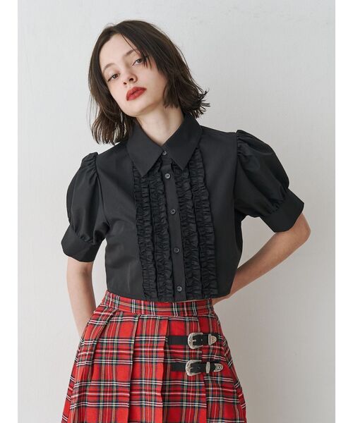 jouetie(ジュエティ)の「クロップドフリルブラウス(シャツ/ブラウス・レディース・ブラック/ブルー/オフホワイト・MEDIUM)」の9枚目の写真