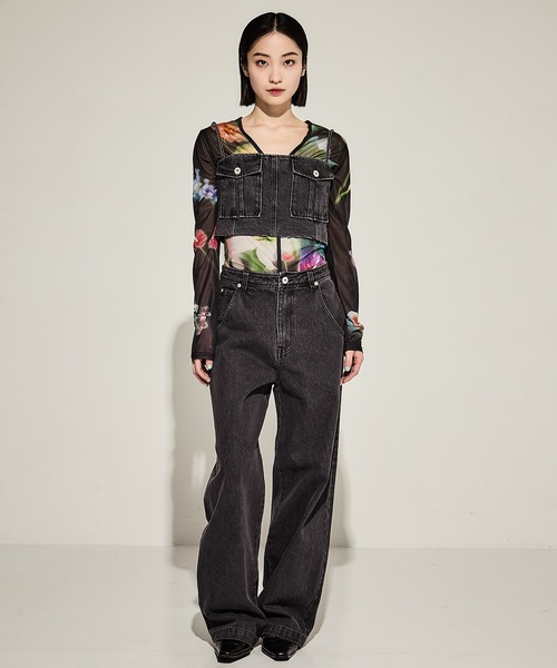 Ameri(アメリ)の「【AMERI/アメリ】BUISTIER DENIM SET ROMPERES(サロペット/オーバーオール・レディース・ブラック/インディゴブルー・24/25)」の4枚目の写真