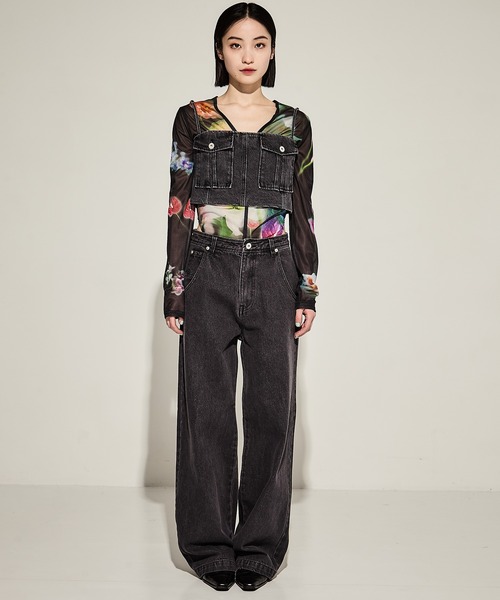 Ameri(アメリ)の「【AMERI/アメリ】BUISTIER DENIM SET ROMPERES(サロペット/オーバーオール・レディース・ブラック/インディゴブルー・24/25)」の5枚目の写真