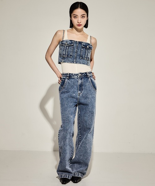 Ameri(アメリ)の「【AMERI/アメリ】BUISTIER DENIM SET ROMPERES(サロペット/オーバーオール・レディース・ブラック/インディゴブルー・24/25)」の14枚目の写真