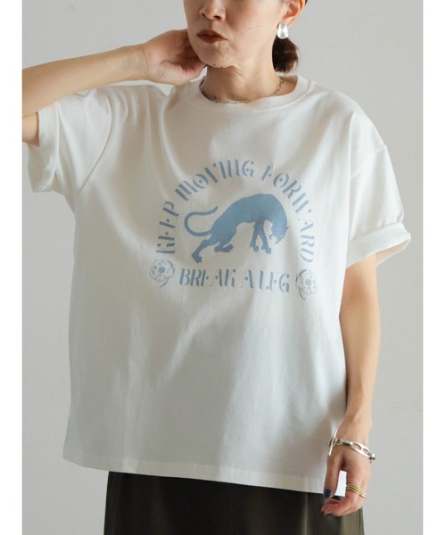 FIL DE FER(フィルデフェール)の「パンサーPT 半袖TEE(Tシャツ/カットソー・レディース・ホワイト/チャコールグレー・FREE)」の2枚目の写真