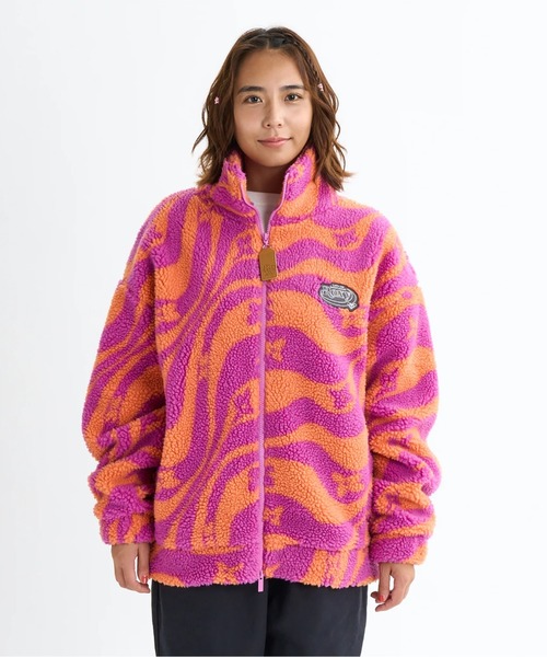 ROXY(ロキシー)の「WANDERER /ロキシーウェーブ柄ボアジャケット(ブルゾン・レディース・ブラック/ミント/レッド・MEDIUM/LARGE/SMALL)」の3枚目の写真