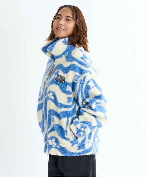ROXY(ロキシー)の「WANDERER /ロキシーウェーブ柄ボアジャケット(ブルゾン・レディース・ブラック/ミント/レッド・MEDIUM/LARGE/SMALL)」の9枚目の写真