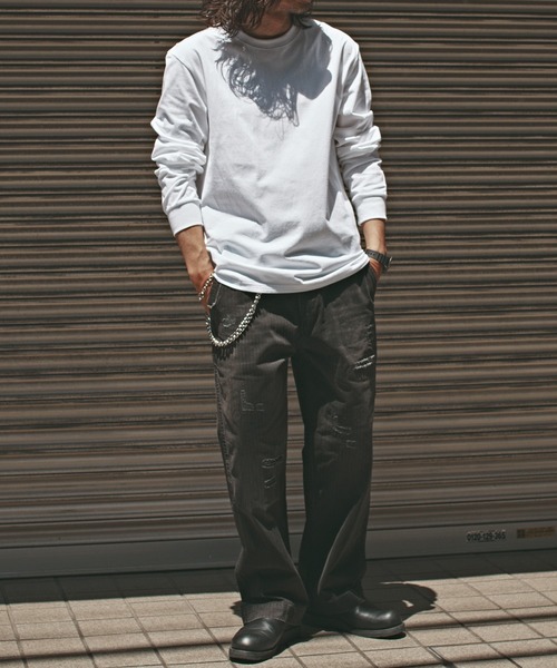 ALL RUNS(オールランズ)の「ヴィンテージ風 ビッグシルエット ロングTシャツ メンズ 夏物 夏服(Tシャツ/カットソー・メンズ・ブラック/ダークグレー/ワインレッド/ホワイト・M/XL/L)」の9枚目の写真