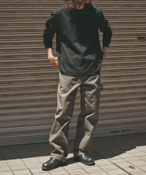 ALL RUNS(オールランズ)の「ヴィンテージ風 ビッグシルエット ロングTシャツ メンズ 夏物 夏服(Tシャツ/カットソー・メンズ・ブラック/ダークグレー/ワインレッド/ホワイト・M/XL/L)」の13枚目の写真