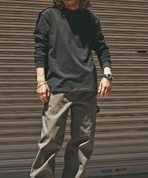 ALL RUNS(オールランズ)の「ヴィンテージ風 ビッグシルエット ロングTシャツ メンズ 夏物 夏服(Tシャツ/カットソー・メンズ・ブラック/ダークグレー/ワインレッド/ホワイト・M/XL/L)」の11枚目の写真