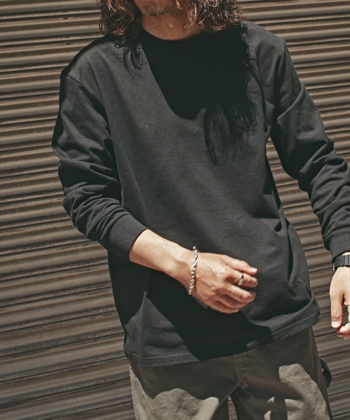ALL RUNS(オールランズ)の「ヴィンテージ風 ビッグシルエット ロングTシャツ メンズ 夏物 夏服(Tシャツ/カットソー・メンズ・ブラック/ダークグレー/ワインレッド/ホワイト・M/XL/L)」の10枚目の写真
