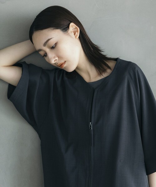 FREAK'S STORE(フリークスストア)の「FREAK’S STORE/フリークスストア 速乾素材 リラックスフィット ノーカラー ベースボールシャツ ショートスリーブ リネン風 ホームケア/LINEN LIKE N/C BB SHT(シャツ/ブラウス・メンズ・グリーン/ブラック/オフホワイト/サックスブルー/チャコールグレー・LARGE/MEDIUM/SMALL)」の17枚目の写真