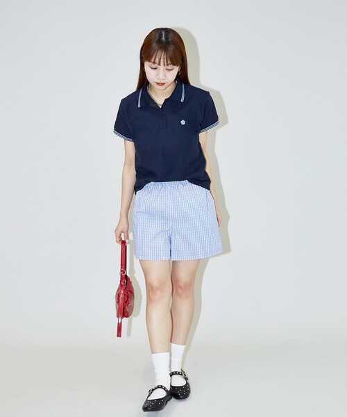 PUBLUX（パブリュクス）の「MARY QUANT × PUBLUX/マリークワント ワンポイント刺繍 鹿の子ポロシャツ　限定展開（ポロシャツ・レディース・ブラック/ナチュラル/ピンク/ネイビー・ﾌﾘ-）」の11枚目の写真