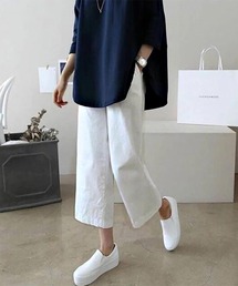 blackdia ocean コットンリネン ワイドクロップドパンツ