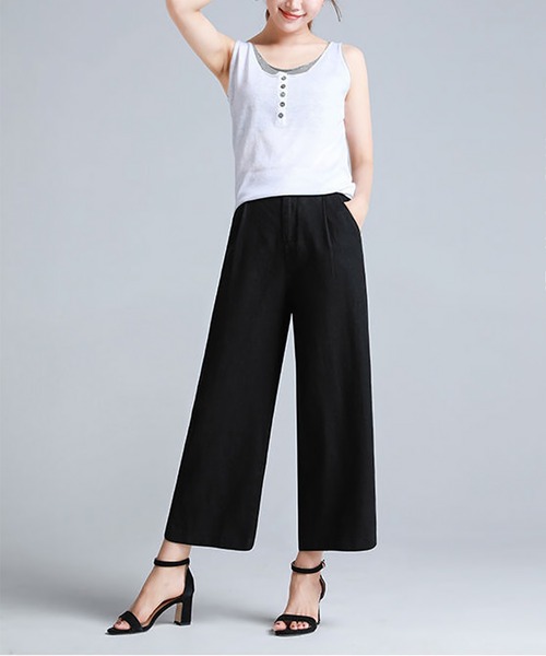 blackdia ocean(ブラックダイヤオーシャン)の「blackdia ocean コットンリネン ワイドクロップドパンツ(その他パンツ・レディース・ライトピンク/ブラック/ベージュ/ホワイト/ライトブルー・MEDIUM/SMALL)」の13枚目の写真