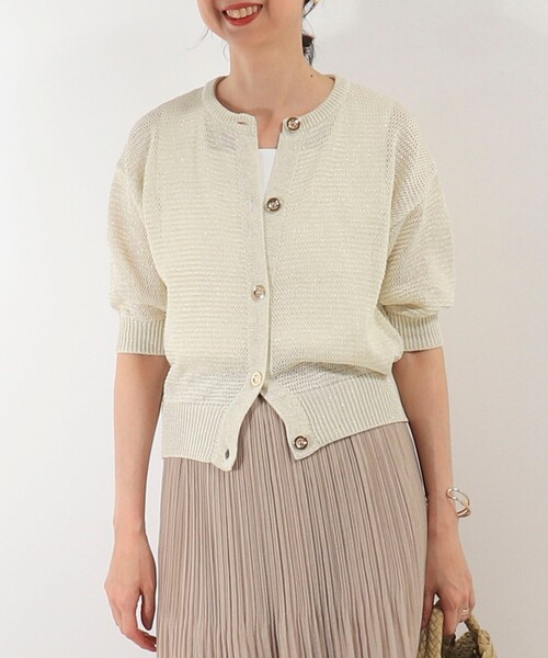 MICO COULIER（ミコクリエ）の「ギマラメカーディガン（カーディガン/ボレロ・レディース・キナリ/ライトグレー/オフホワイト・38）」の2枚目の写真