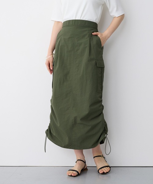 anyfee（エニフィー）の「【anyfee/プラスサイズ】撥水ドロストカーゴスカート（スカート・レディース・アイボリー/ブラック/カーキ・3L/LL/4L/5L）」の3枚目の写真