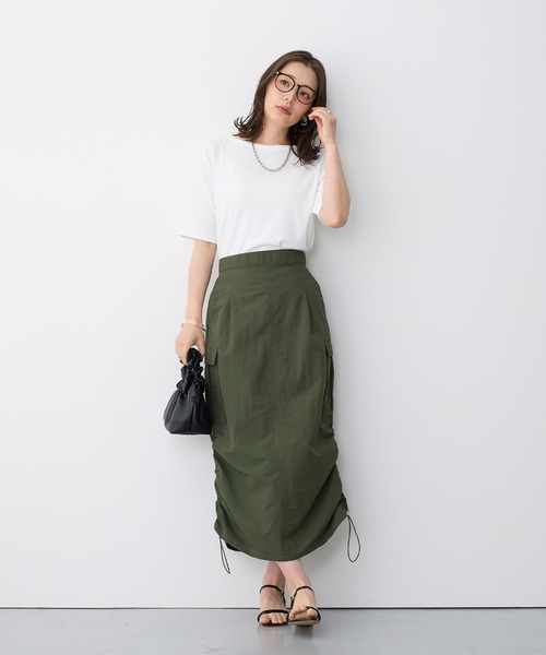 anyfee（エニフィー）の「【anyfee/プラスサイズ】撥水ドロストカーゴスカート（スカート・レディース・アイボリー/ブラック/カーキ・3L/LL/4L/5L）」の8枚目の写真
