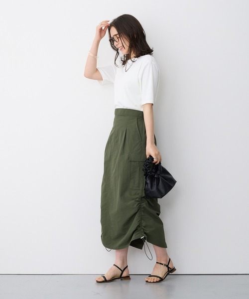 anyfee（エニフィー）の「【anyfee/プラスサイズ】撥水ドロストカーゴスカート（スカート・レディース・アイボリー/ブラック/カーキ・3L/LL/4L/5L）」の7枚目の写真