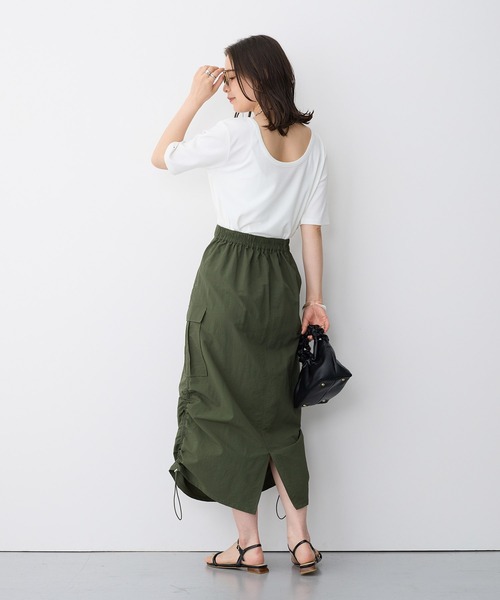 anyfee（エニフィー）の「【anyfee/プラスサイズ】撥水ドロストカーゴスカート（スカート・レディース・アイボリー/ブラック/カーキ・3L/LL/4L/5L）」の6枚目の写真