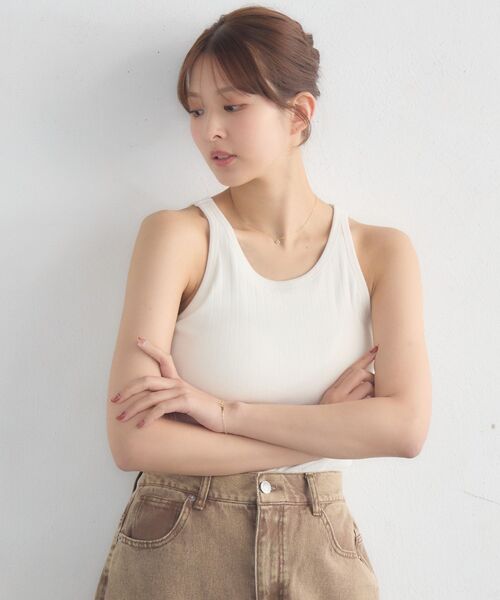 RETRO GIRL（レトロガール）の「カップ付アメスリタンクトップ（タンクトップ・レディース・ホワイト系その他/ピンク/ブラック/オフホワイト・FREE）」の9枚目の写真