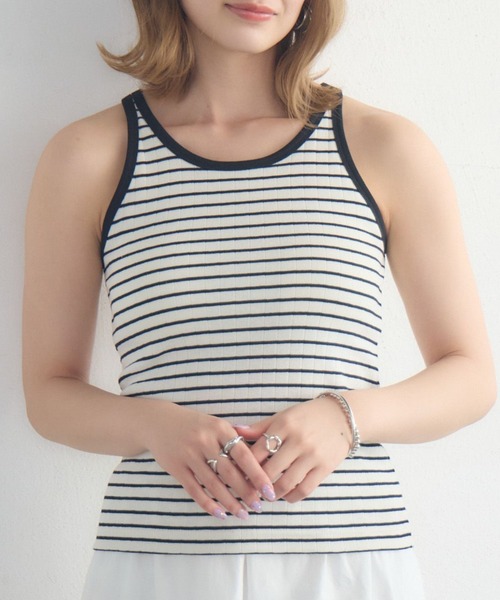 RETRO GIRL（レトロガール）の「カップ付アメスリタンクトップ（タンクトップ・レディース・ホワイト系その他/ピンク/ブラック/オフホワイト・FREE）」の2枚目の写真