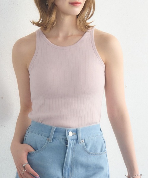 RETRO GIRL（レトロガール）の「カップ付アメスリタンクトップ（タンクトップ・レディース・ホワイト系その他/ピンク/ブラック/オフホワイト・FREE）」の4枚目の写真