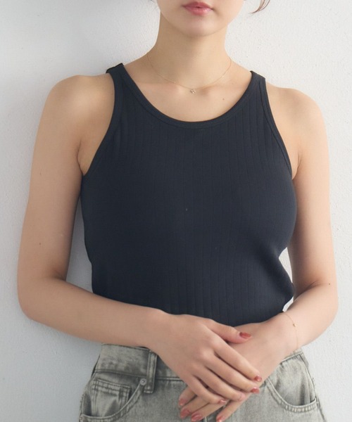 RETRO GIRL（レトロガール）の「カップ付アメスリタンクトップ（タンクトップ・レディース・ホワイト系その他/ピンク/ブラック/オフホワイト・FREE）」の3枚目の写真