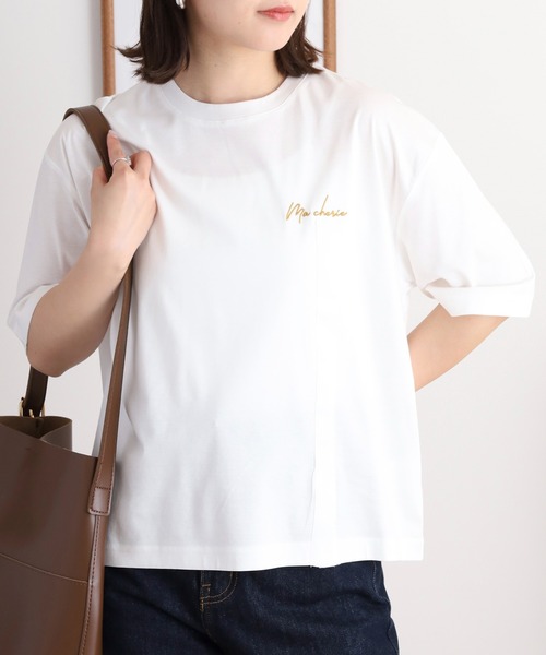 BRODIAEA(ブローディア)の「BRODIAEA テープリボンスリット半袖Tシャツ(Tシャツ/カットソー・レディース・ブラック/マスタード/オフホワイト/カーキ・40)」の22枚目の写真