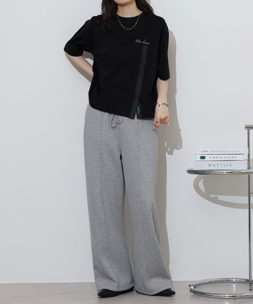 BRODIAEA(ブローディア)の「BRODIAEA テープリボンスリット半袖Tシャツ(Tシャツ/カットソー・レディース・ブラック/マスタード/オフホワイト/カーキ・40)」の6枚目の写真