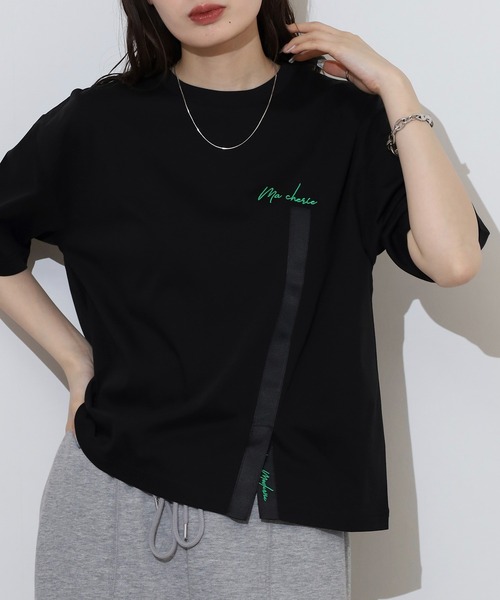 ブローディア BRODIAEA テープリボンスリット半袖Tシャツ （ブラック） セール】BRODIAEA テープリボンスリット半袖Tシャツ（Tシャツ