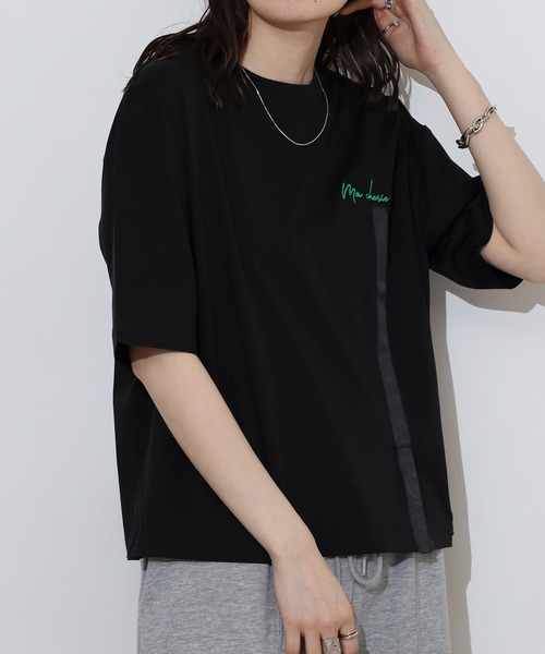 BRODIAEA(ブローディア)の「BRODIAEA テープリボンスリット半袖Tシャツ(Tシャツ/カットソー・レディース・ブラック/マスタード/オフホワイト/カーキ・40)」の8枚目の写真