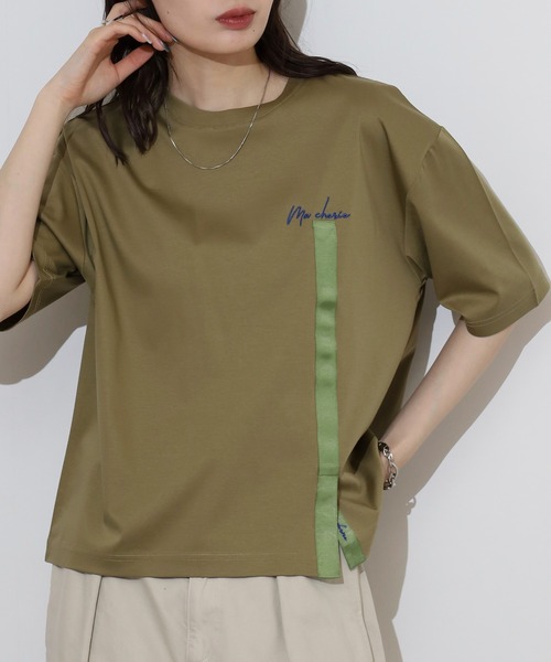 ブローディア BRODIAEA テープリボンスリット半袖Tシャツ （ブラック） ブローディア BRODIAEA テープリボンスリット半袖Tシャツ