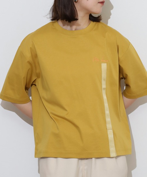 BRODIAEA(ブローディア)の「BRODIAEA テープリボンスリット半袖Tシャツ(Tシャツ/カットソー・レディース・ブラック/マスタード/オフホワイト/カーキ・40)」の14枚目の写真
