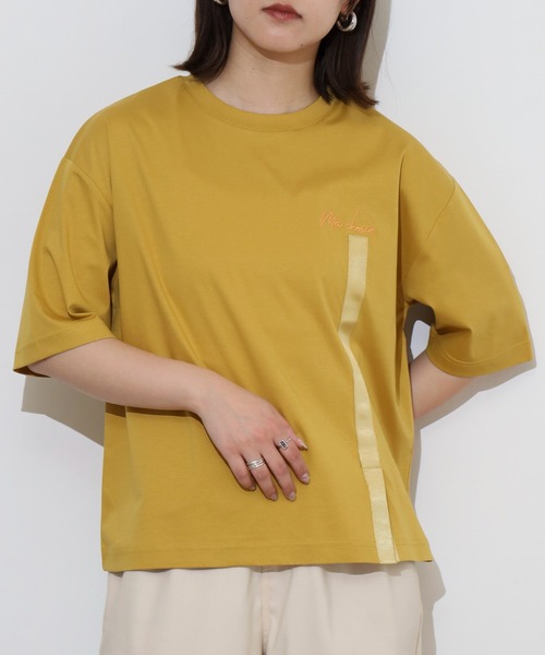 tシャツ BRODIAEA テープリボンスリット半袖Tシャツ レディース セール】BRODIAEA テープリボンスリット半袖Tシャツ（Tシャツ