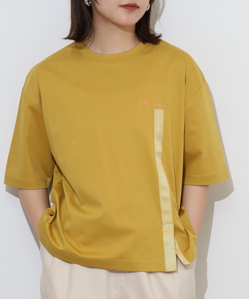 BRODIAEA(ブローディア)の「BRODIAEA テープリボンスリット半袖Tシャツ(Tシャツ/カットソー・レディース・ブラック/マスタード/オフホワイト/カーキ・40)」の13枚目の写真