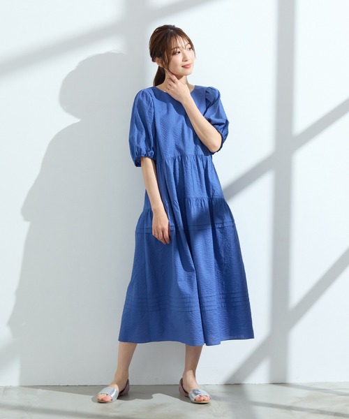 Rose Tiara（ローズティアラ）の「【接触冷感/コットン100%/イージケア】ミラクルウェーブワンピース（ワンピース・レディース・ネイビー/ピンク/ブルー・46/38/42）」の3枚目の写真