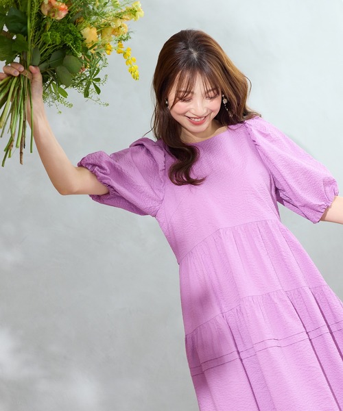 Rose Tiara（ローズティアラ）の「【接触冷感/コットン100%/イージケア】ミラクルウェーブワンピース（ワンピース・レディース・ネイビー/ピンク/ブルー・46/38/42）」の7枚目の写真