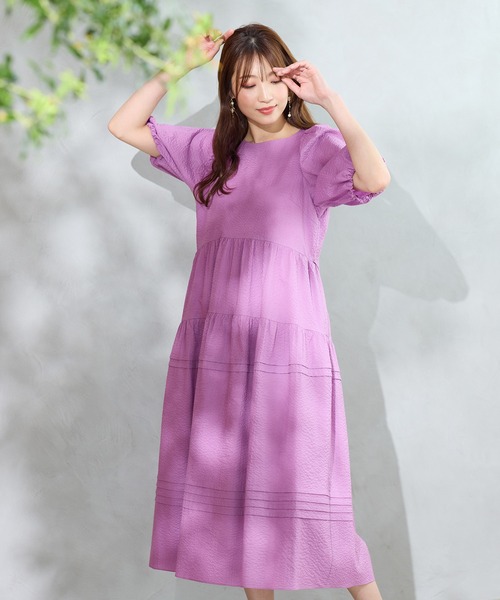 Rose Tiara（ローズティアラ）の「【接触冷感/コットン100%/イージケア】ミラクルウェーブワンピース（ワンピース・レディース・ネイビー/ピンク/ブルー・46/38/42）」の4枚目の写真