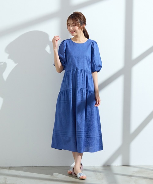 Rose Tiara（ローズティアラ）の「【接触冷感/コットン100%/イージケア】ミラクルウェーブワンピース（ワンピース・レディース・ネイビー/ピンク/ブルー・46/38/42）」の10枚目の写真