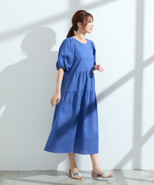 Rose Tiara（ローズティアラ）の「【接触冷感/コットン100%/イージケア】ミラクルウェーブワンピース（ワンピース・レディース・ネイビー/ピンク/ブルー・46/38/42）」の11枚目の写真