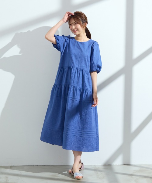 Rose Tiara（ローズティアラ）の「【接触冷感/コットン100%/イージケア】ミラクルウェーブワンピース（ワンピース・レディース・ネイビー/ピンク/ブルー・46/38/42）」の12枚目の写真