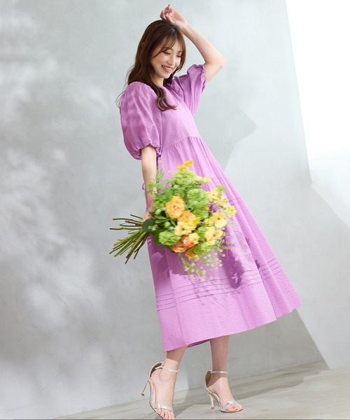 Rose Tiara（ローズティアラ）の「【接触冷感/コットン100%/イージケア】ミラクルウェーブワンピース（ワンピース・レディース・ネイビー/ピンク/ブルー・46/38/42）」の5枚目の写真