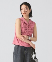 Ray BEAMS | シャーリング ノースリーブ フーディ トップス(Tシャツ/カットソー)