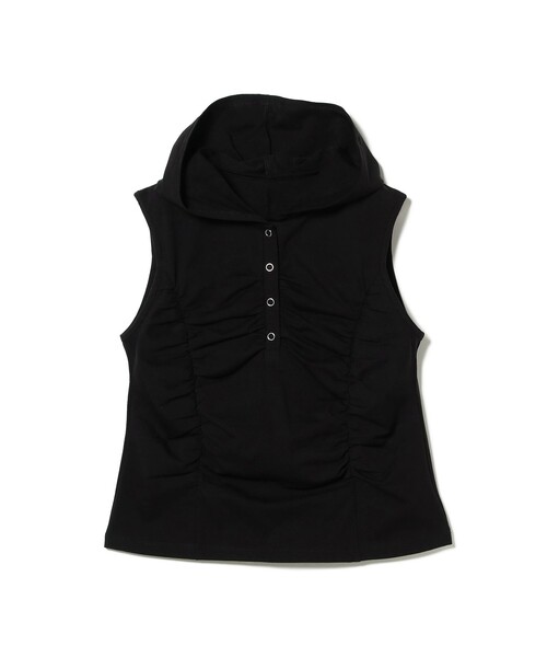 Ray BEAMS(レイビームス)の「シャーリング ノースリーブ フーディ トップス(Tシャツ/カットソー・レディース・ブラック/ピンク・ONE SIZE)」の11枚目の写真