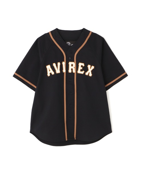 【AVIREX☆アヴィレックス】ベースボールシャツ☆リネン　麻☆刺繍☆XL☆白系 AVIREX☆アヴィレックス】ベースボールシャツ☆リネン 麻☆刺繍