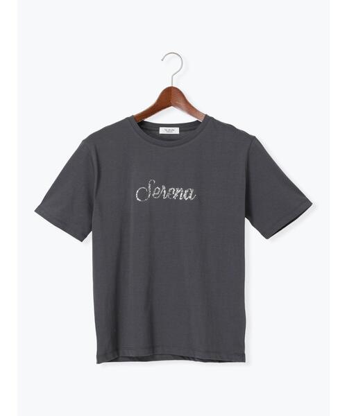 Te chichi TERRASSE(テチチテラス)の「スパンコールロゴTシャツ(Tシャツ/カットソー・レディース・チャコールグレー/オフホワイト/ネイビー・F)」の1枚目の写真