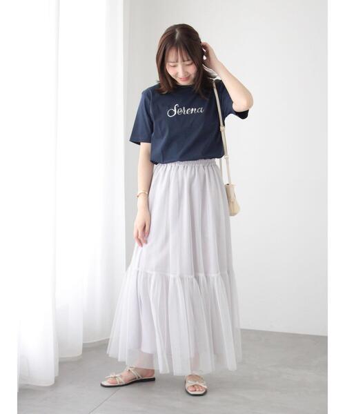 Te chichi TERRASSE(テチチテラス)の「スパンコールロゴTシャツ(Tシャツ/カットソー・レディース・チャコールグレー/オフホワイト/ネイビー・F)」の7枚目の写真