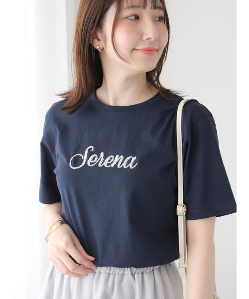 Te chichi TERRASSE(テチチテラス)の「スパンコールロゴTシャツ(Tシャツ/カットソー・レディース・チャコールグレー/オフホワイト/ネイビー・F)」の9枚目の写真